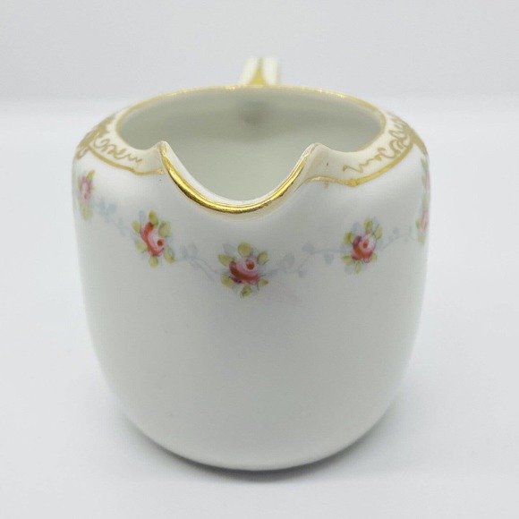 Antique Nippon Morimura Creamer Sugar Pink Cabbage Rose Gold Gilt Hand Painted - Picture 3 of 12